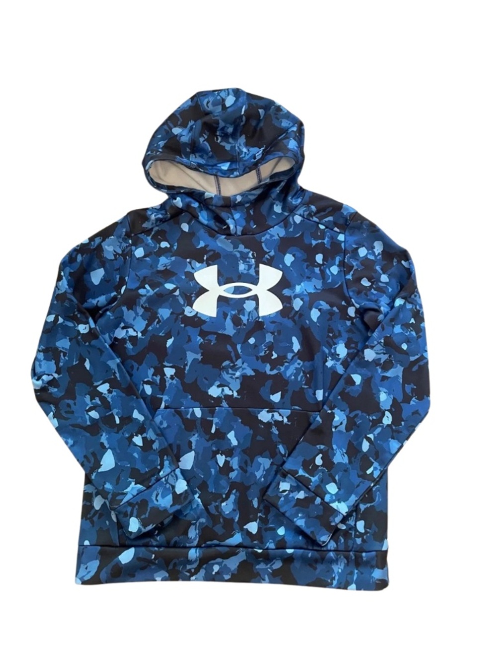 Under Armour Blue & Black Camo Logo Hoodie Large Boys #0048